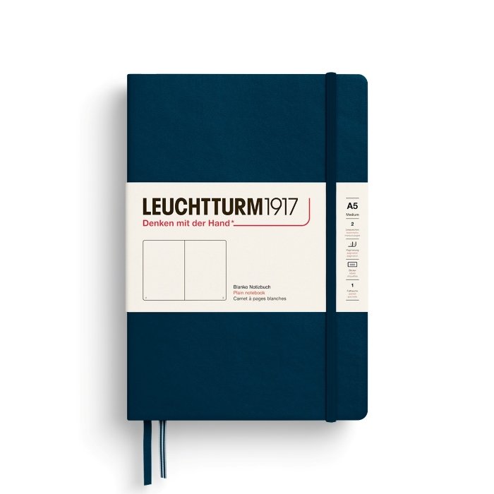 Leuchtturm1917- Plain Notebook A5 Notatnik granatowy twardy gładki 21cmx 15cm