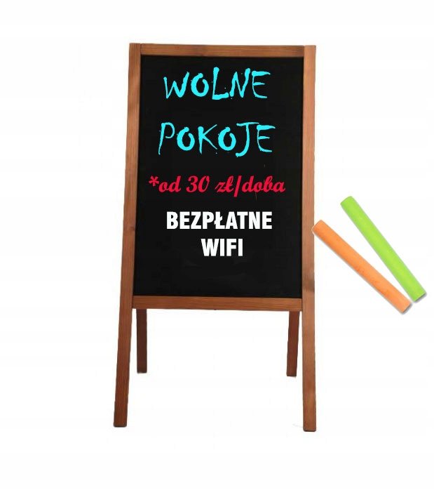 STOJAK POTYKACZ REKLAMOWY KREDOWY DWUSTRONNY DREWNIANY BRĄZ S 75x44