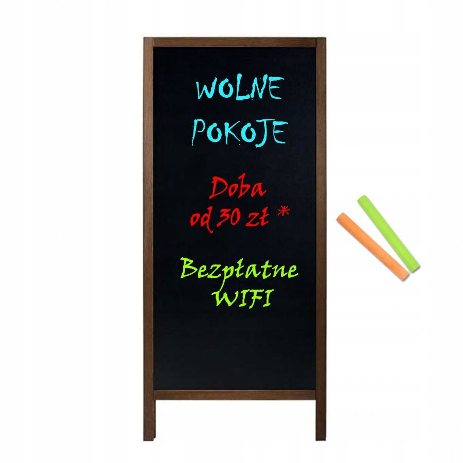 Potykacz stojak reklamowy kredowy dwustronny drewno brąz xxl 170x72