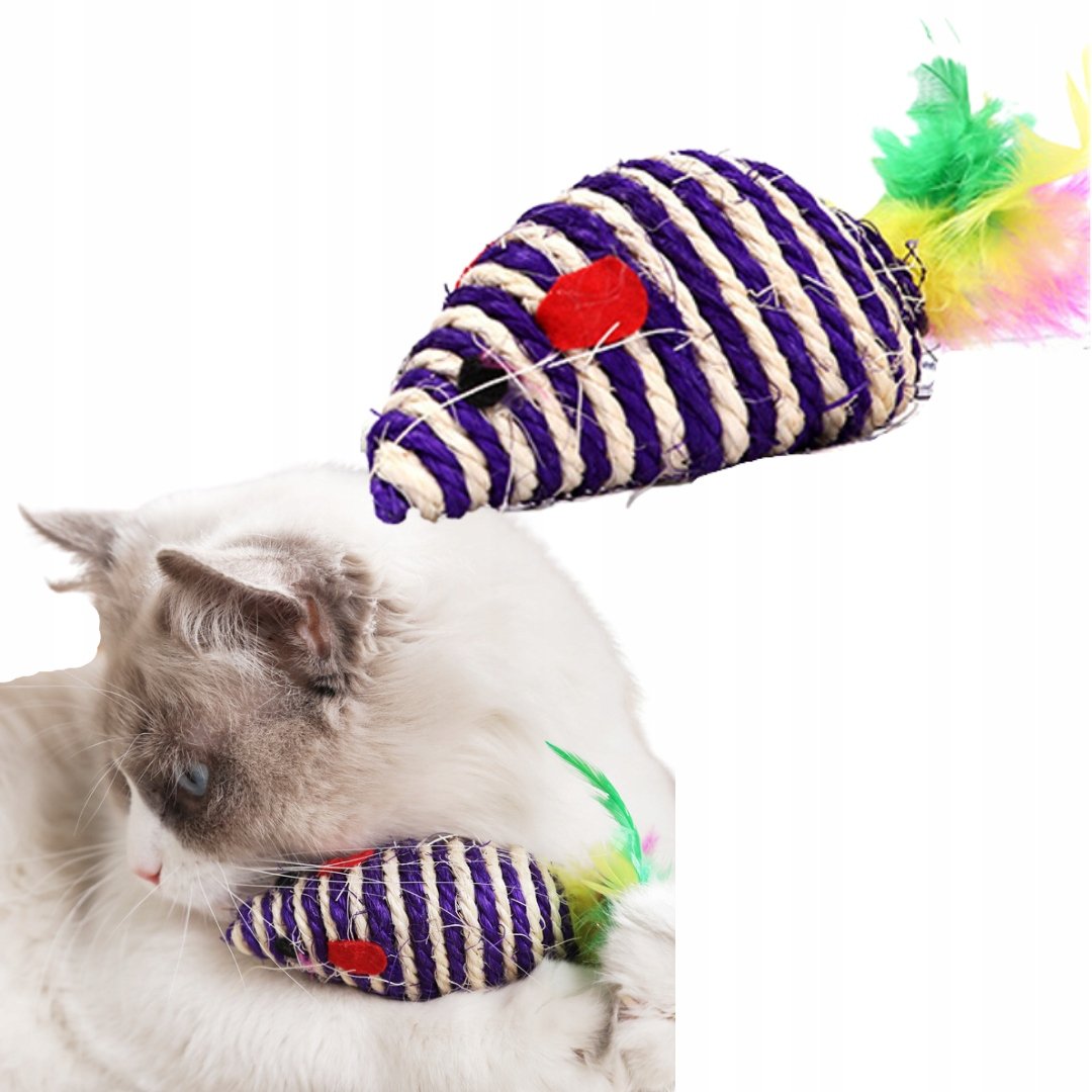 PETSTORY ZABAWKA dla KOTA Myszka ze Sznurka Grzechotka ZABAWA 9cm