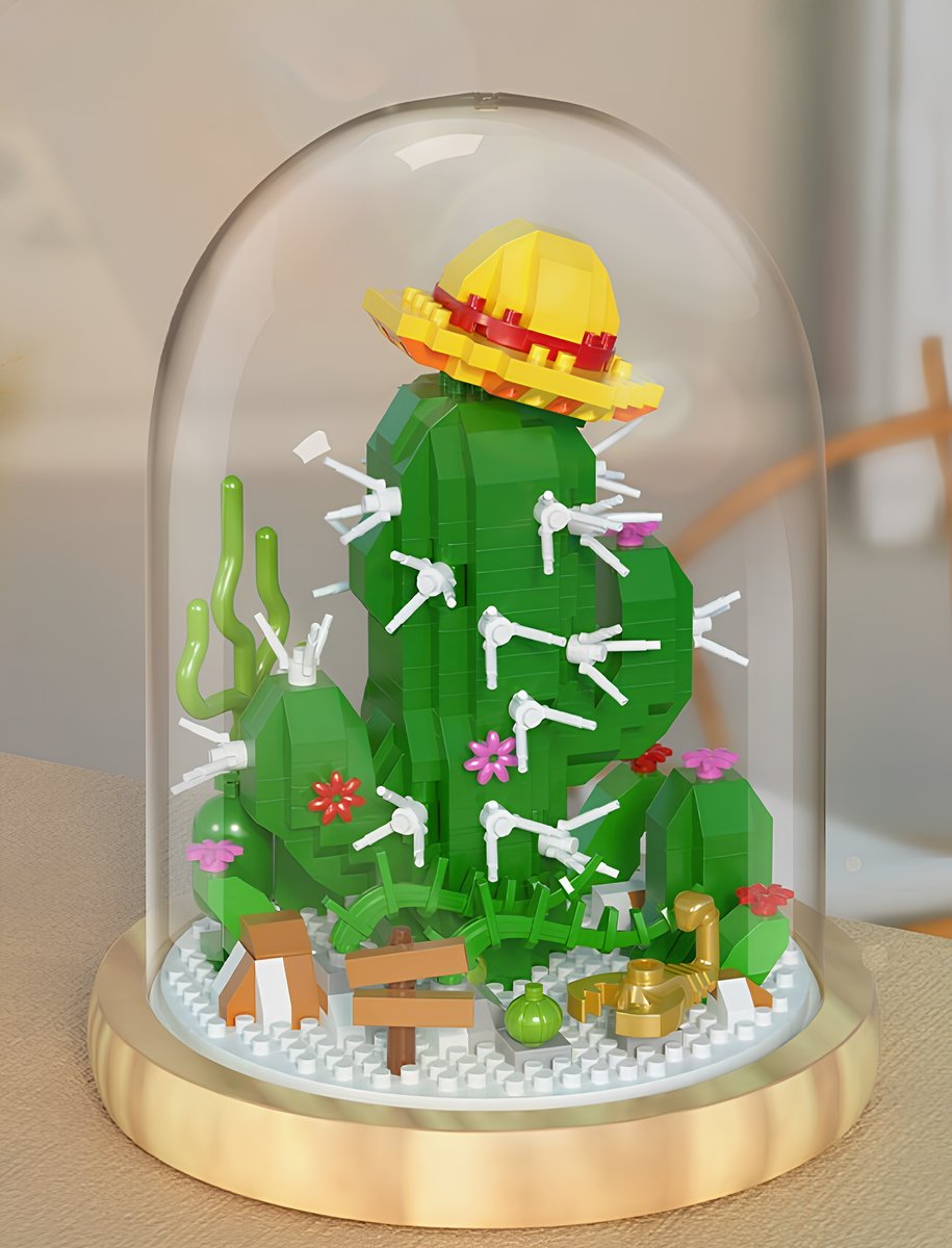 KLOCKI KONSTRUKCYJNE EDUKACYJNE KAKTUS SZTUCZNA ROŚLINA KWIAT DO SKŁADANIA UKŁADANIA W OSŁONIE PLASTIKOWEJ PREZENT DLA DZIECI I DOROSŁYCH