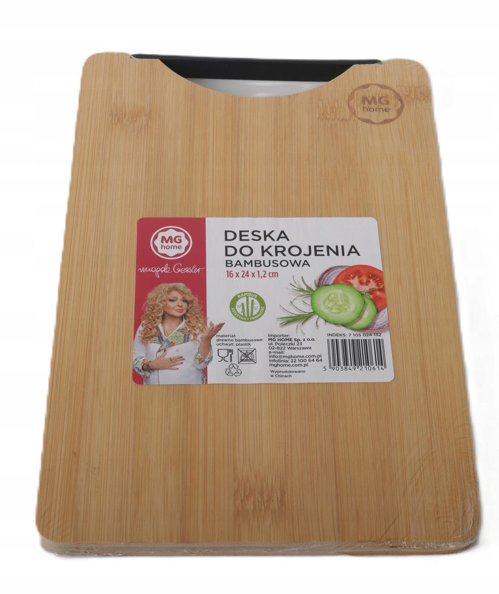 DESKA BAMBUSOWA DO KROJENIA Z PLASTIKOWYM UCHWYTEM MG HOME 30X40X2 CM