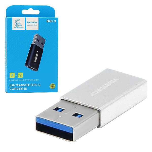 ADAPTER OTG USB DENMEN SREBRNY DO TYP-C DU13