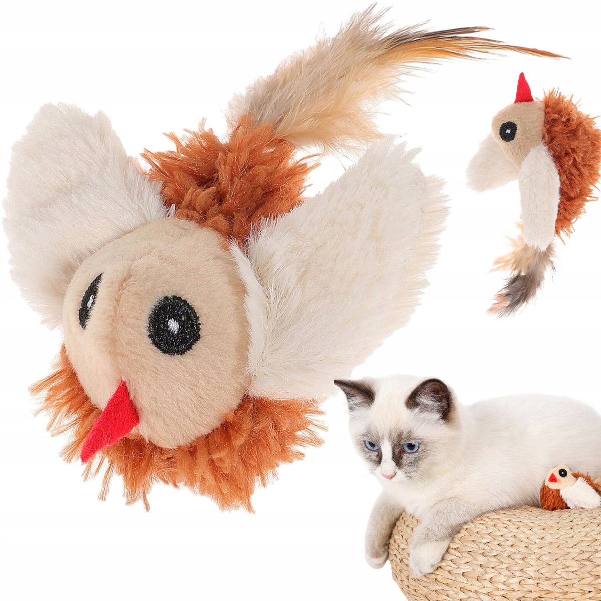 PETSTORY ZABAWKA futrzana dla kota MAŁY PTASZEK