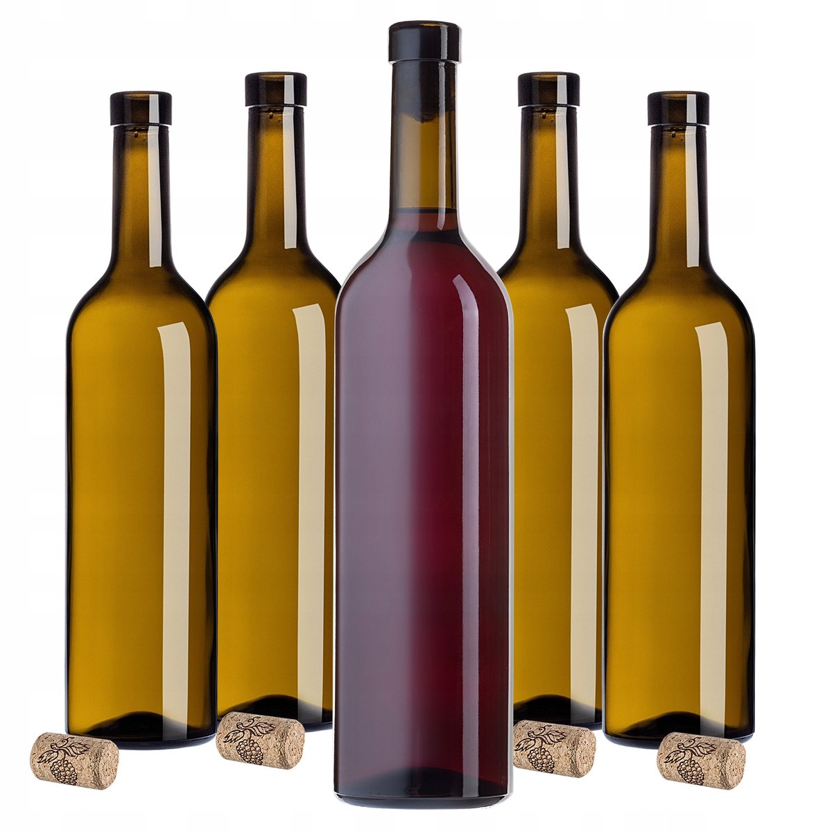 BUTELKI DO WINA NA WINO NALEWKI 750ml 0,75L BUTELKA SZKLANA 10szt Z KORKAMI