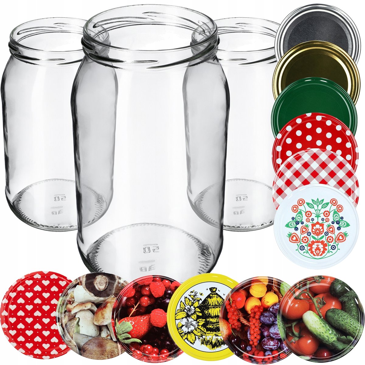 SŁOIK 760 ml SŁOIKI NA PRZETWORY MIÓD OGÓRKI WIECZKA ZAKRĘTKI 8 SZT FI 82