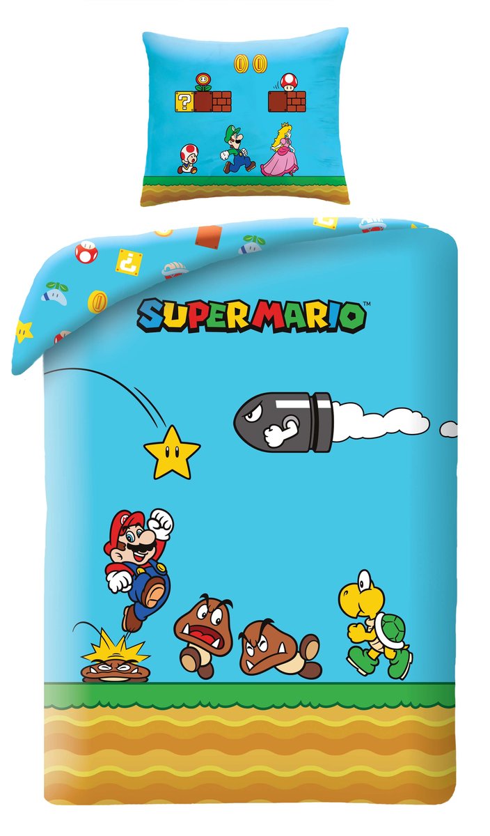 Pościel dziecięca Super Mario 140 x 200 cm Halantex Mikrofibra Nitendo Game