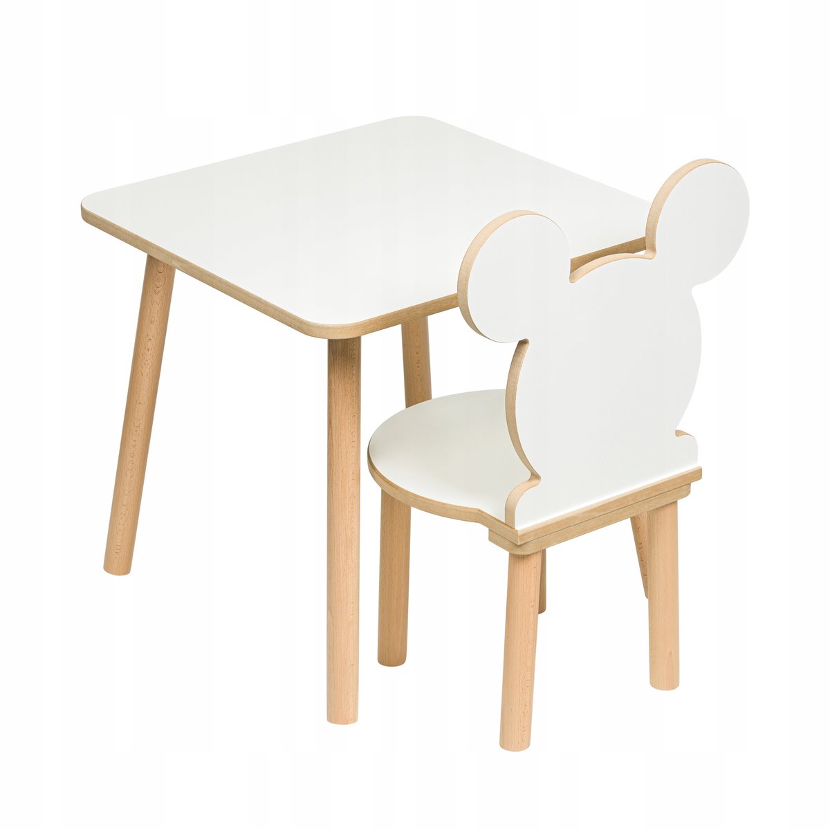 Stolik i krzesełko dla dzieci 50 x 50 x 47cm zestaw mebli MDF + drewno
