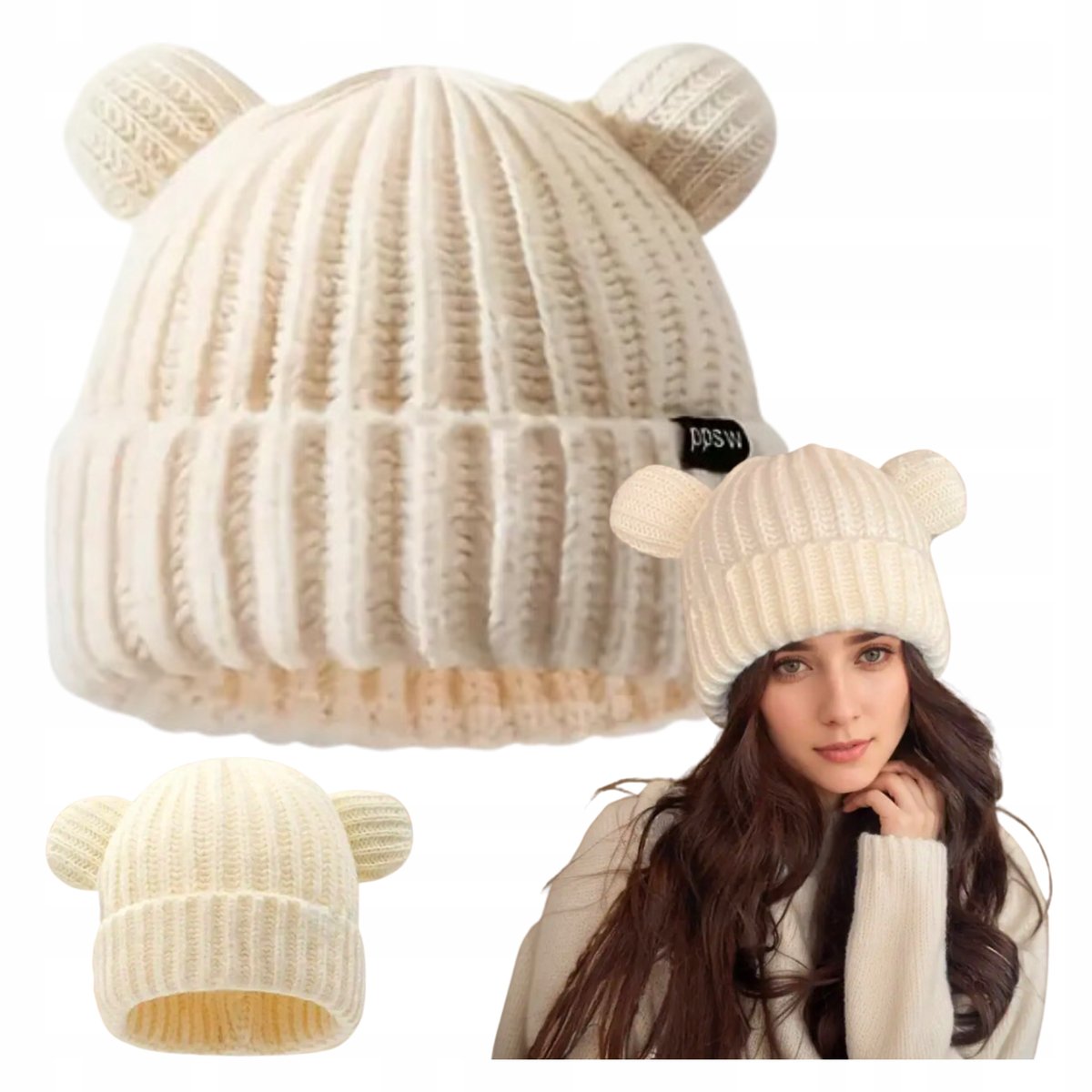 Czapka Zimowa Damska Modna Na Zimę Ciepła Miś Z Uszami Dla Niej