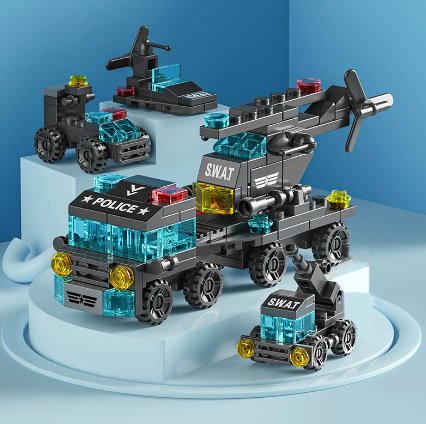 ZESTAW KLOCKI POLICJA SAMOCHODY POLICYJNE DO UKŁADANIA UKŁADANKA 3D PUZZLE DLA DZIECI