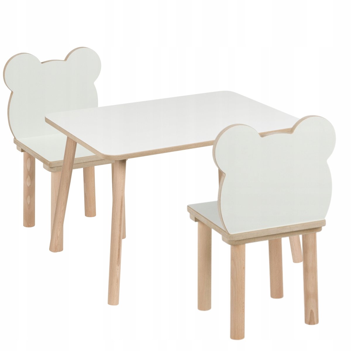 Stolik i dwa krzesełka MIŚ dla dzieci 50 x 70 x 47cm zestaw MDF + drewno