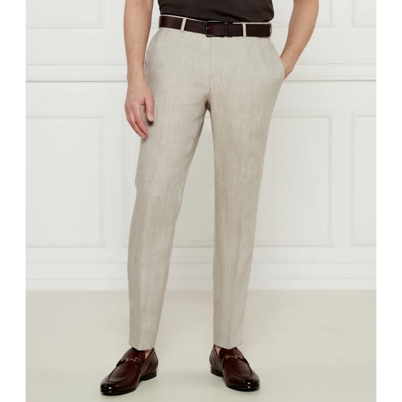 Oscar Jacobson Lniane spodnie Denz Slim Fit