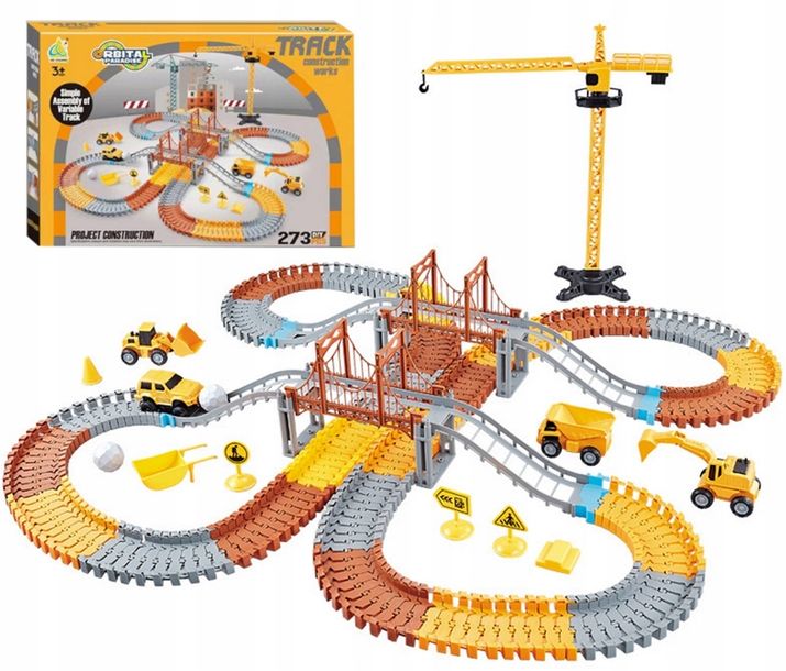 Plac Budowy Mega Tor Wyścigowy Magic Track Autko 273el Klocki Konstrukcyjne