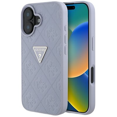Etui GUESS Hot Stamp 4G Pattern Triangle Metal Logo do Apple iPhone 16 Fioletowy
