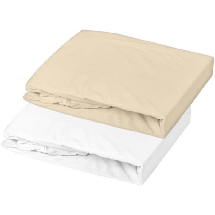 DOMIVA Zestaw 2 prześcieradeł gładkich - Jersey - Oeko-Tex® - Biały/Żwirowy - 60 x 120 cm