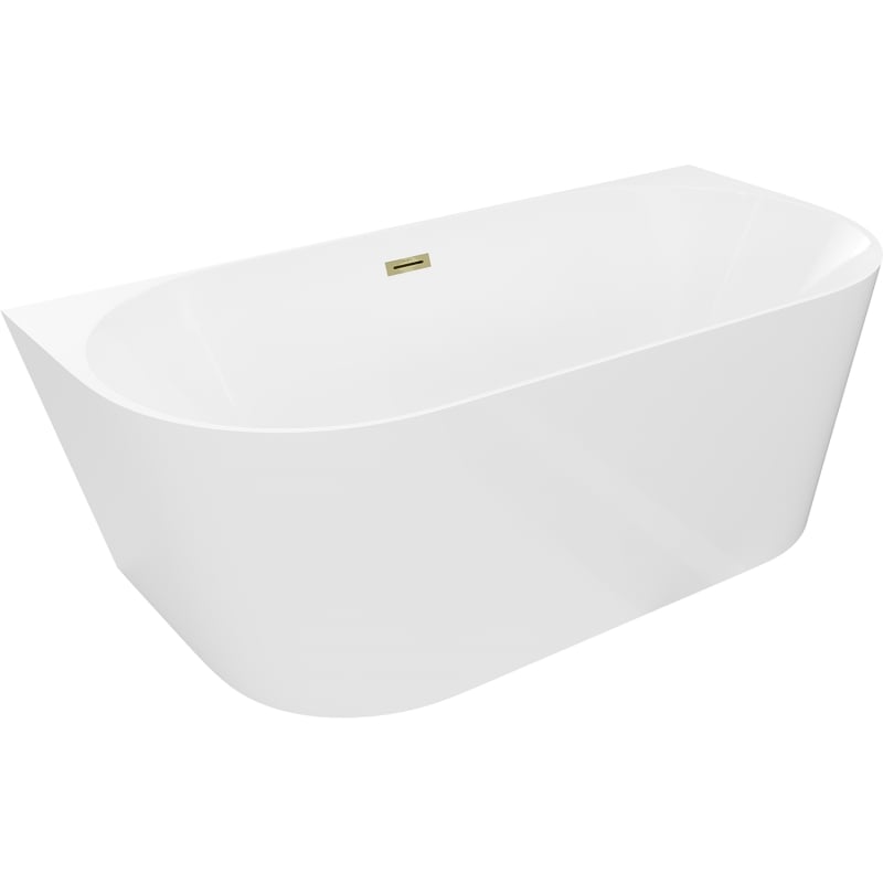 Mexen Oval Slim wanna wolnostojąca przyścienna 170 x 80 cm, biała, przelew złoty - 52661708000-50