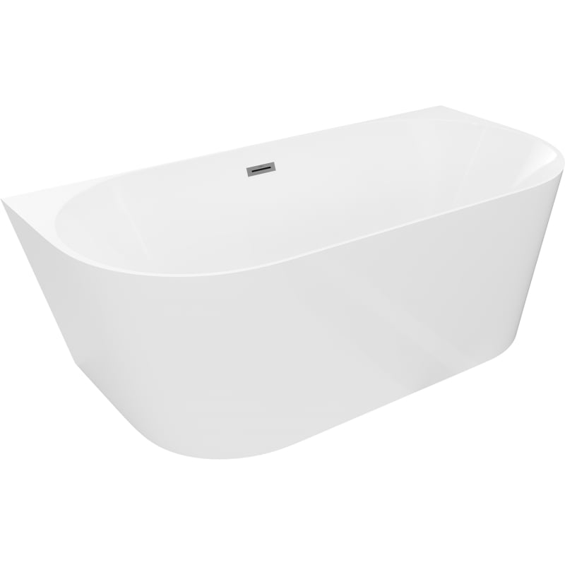 Mexen Oval Slim wanna wolnostojąca przyścienna 170 x 80 cm, biała, przelew gun metal - 52661708000-95