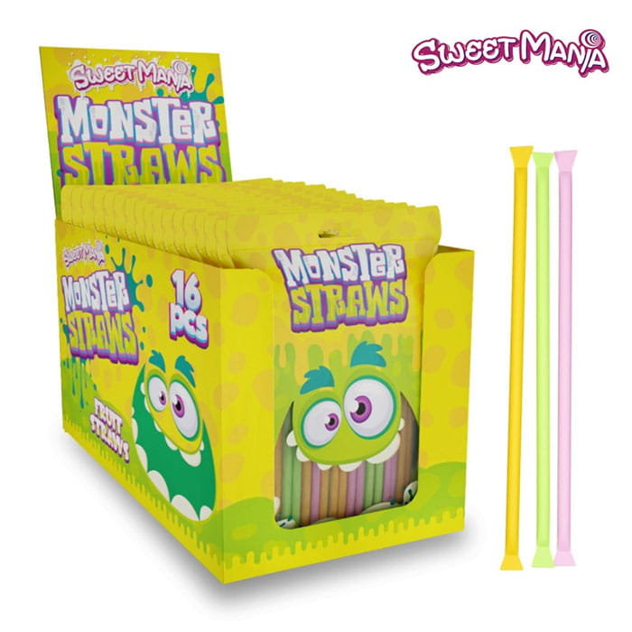 MONSTER STRAWS CUKIERKI PUDROWE SŁOMKI 16SZT (90G)