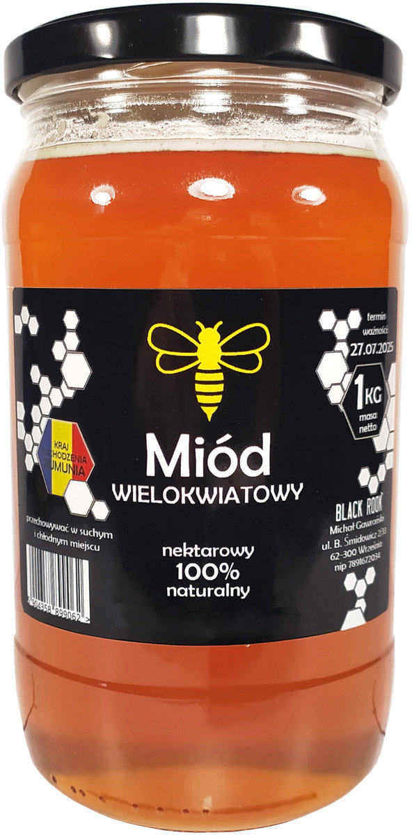 EUROPEJSKI miód naturalny 100% WIELOKWIATOWY - 1 kg