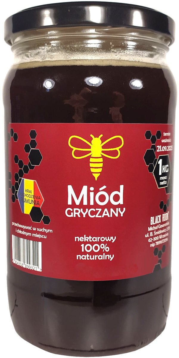 EUROPEJSKI miód naturalny 100% GRYCZANY - 1 kg