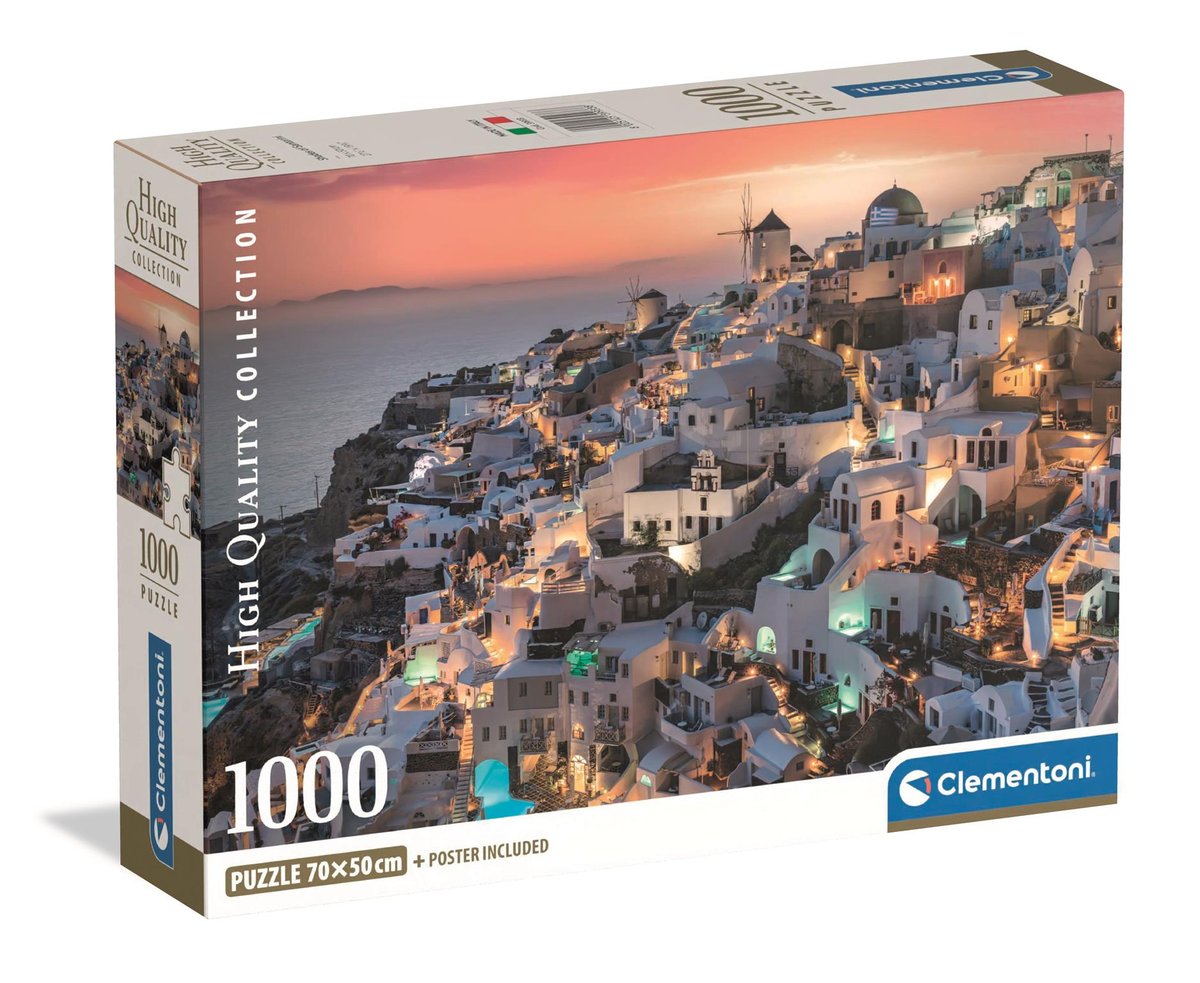 Clementoni, puzzle 1000 compact shades of santorini 39933
