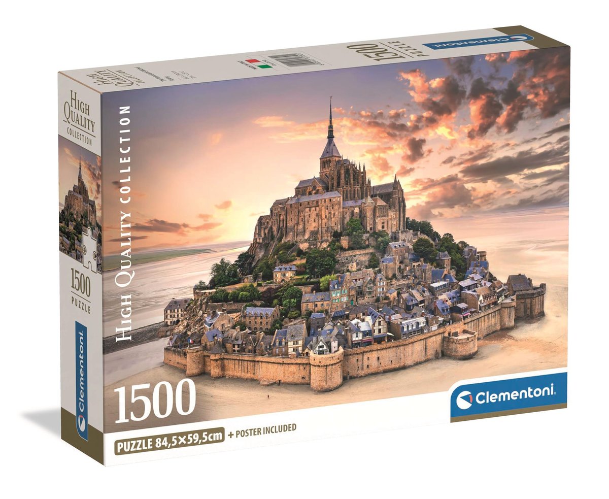 Clementoni, puzzle 1500 compact the mount saint michel rising 31730