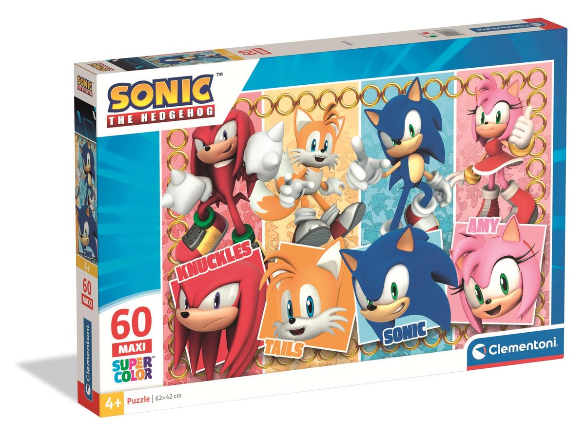 Clementoni, puzzle 60 maxi super kolor sonic 26073
