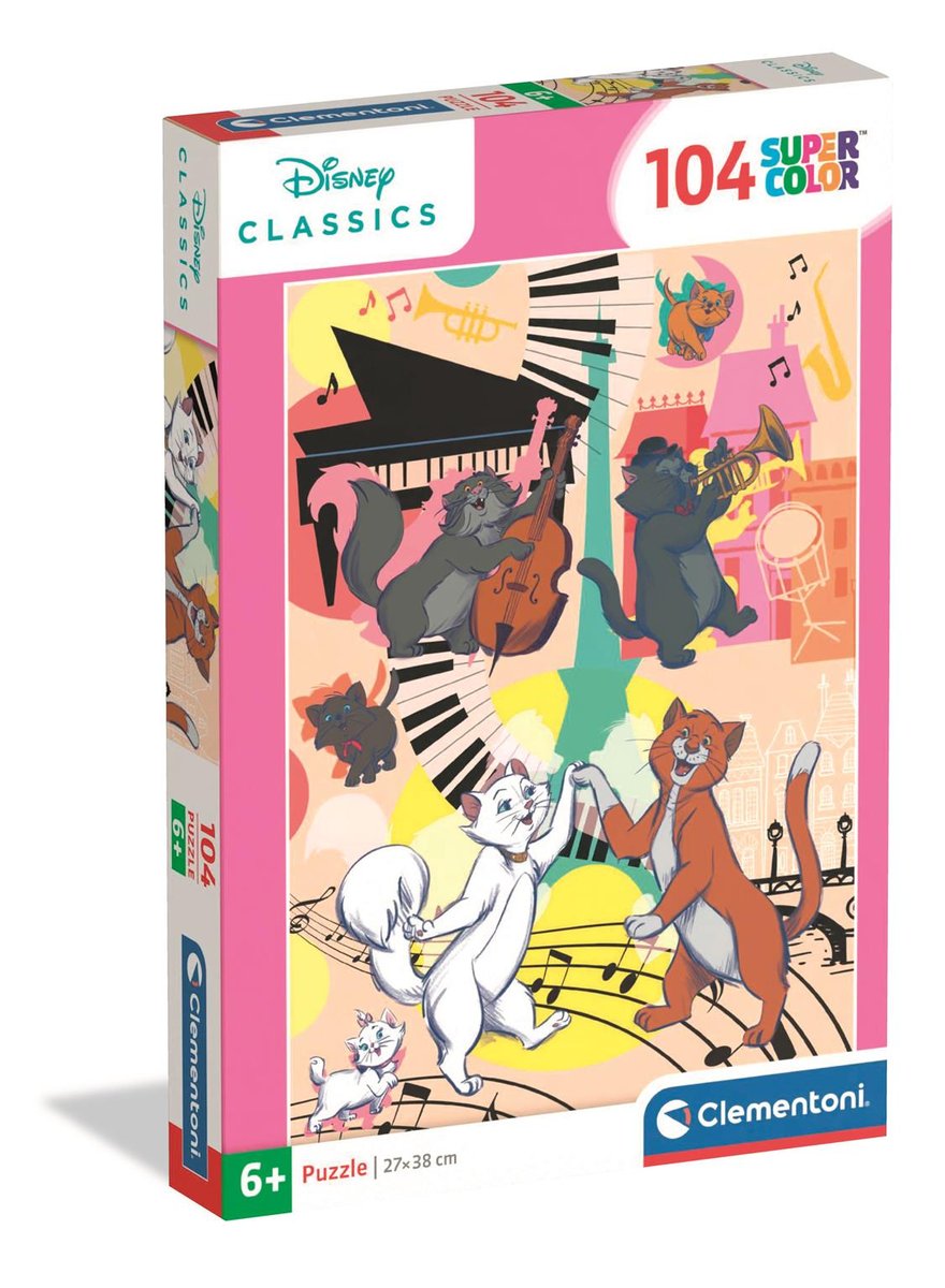 Clementoni, puzzle 104 super kolor aristocats 25048