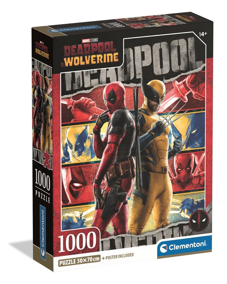 Clementoni, puzzle 1000 compact deadpool and wolverine 37050
