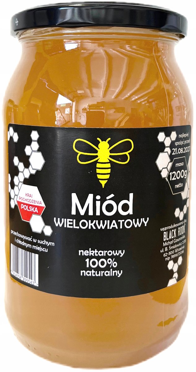 POLSKI miód naturalny 100% WIELOKWIATOWY - 1200g