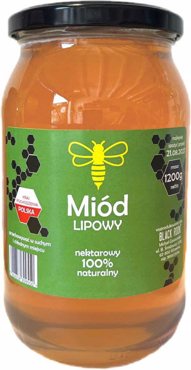 POLSKI miód naturalny 100% LIPOWY - 1200g