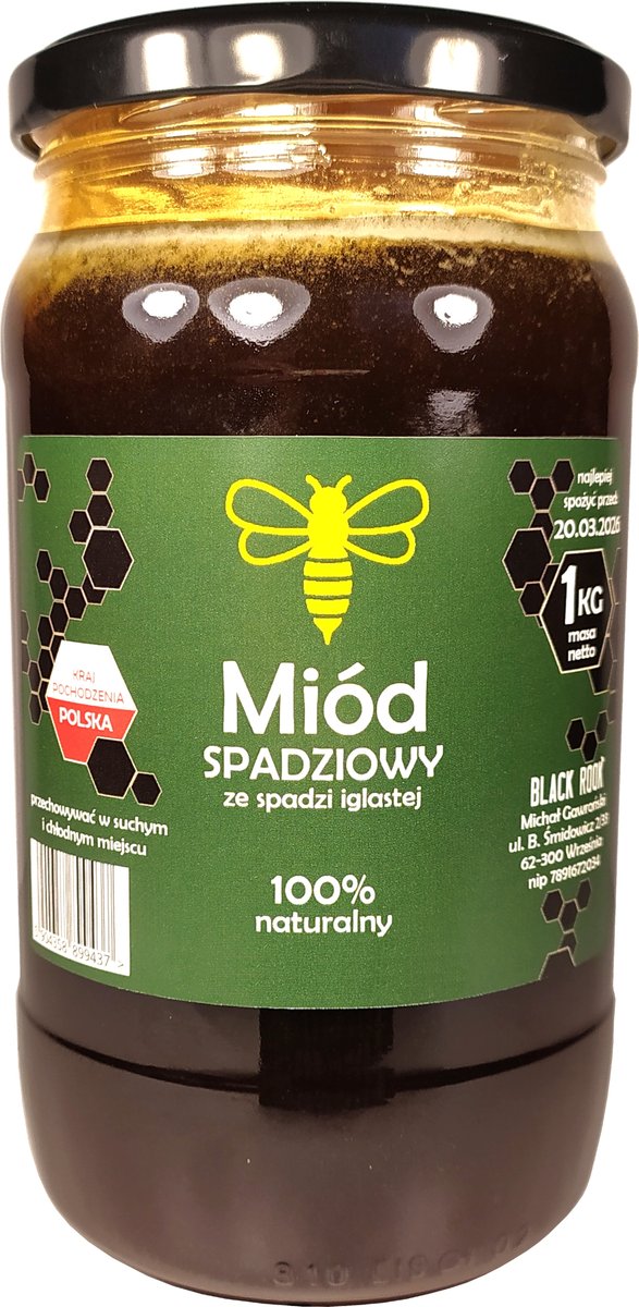 POLSKI miód naturalny 100% SPADZIOWY IGLASTY- 1 kg