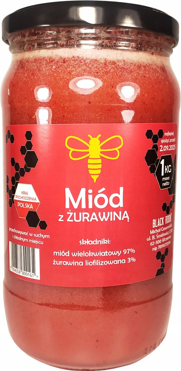 POLSKI miód z ŻURAWINĄ - 1 kg