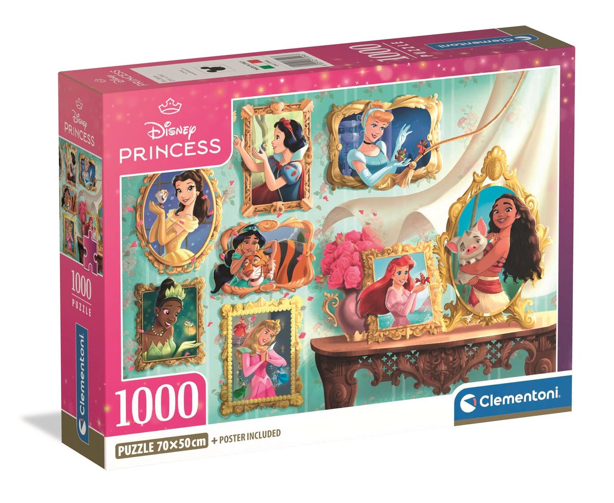 Clementoni, puzzle 1000 compact disney princess 37046