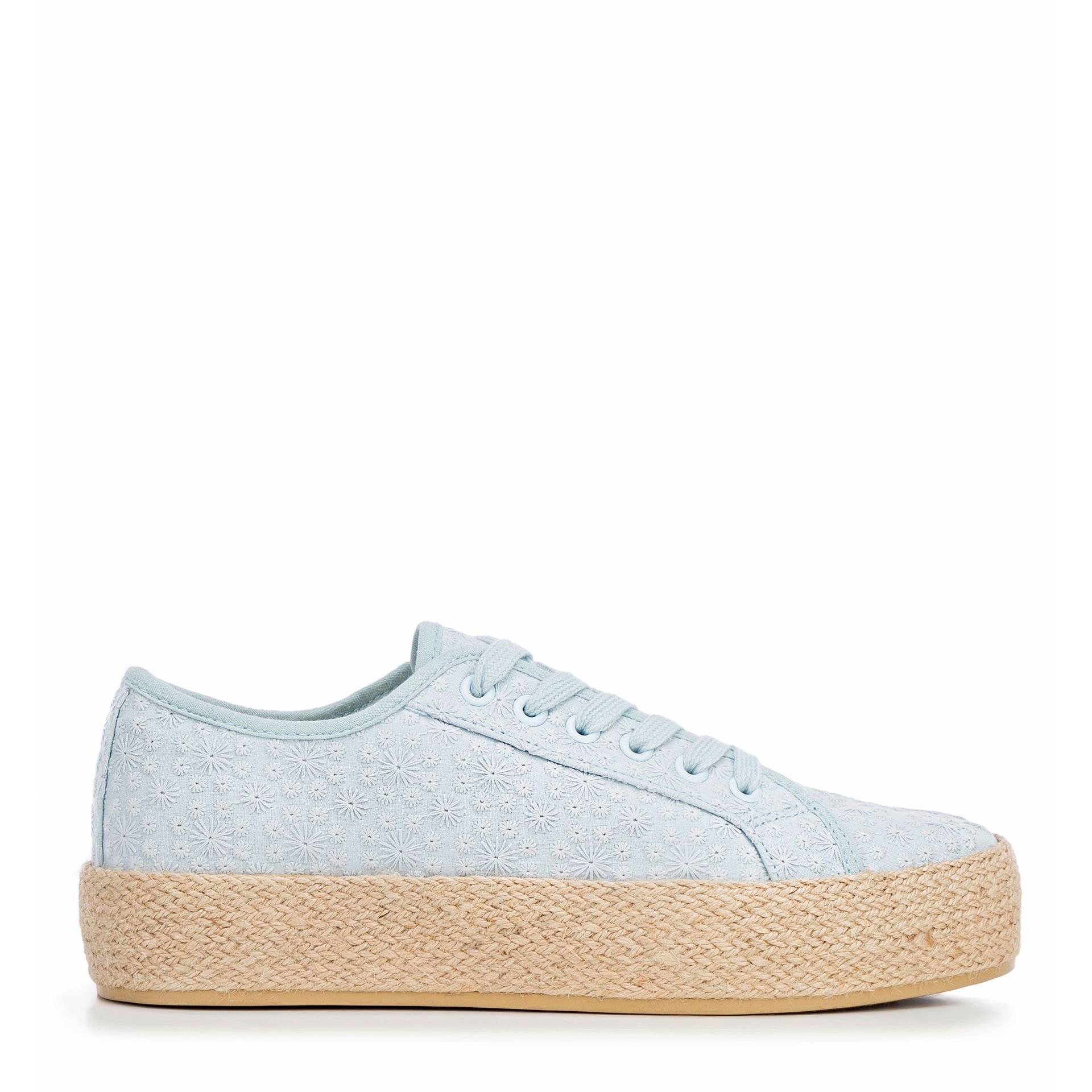 Damskie sneakersy na słomkowej podeszwie niebieskie