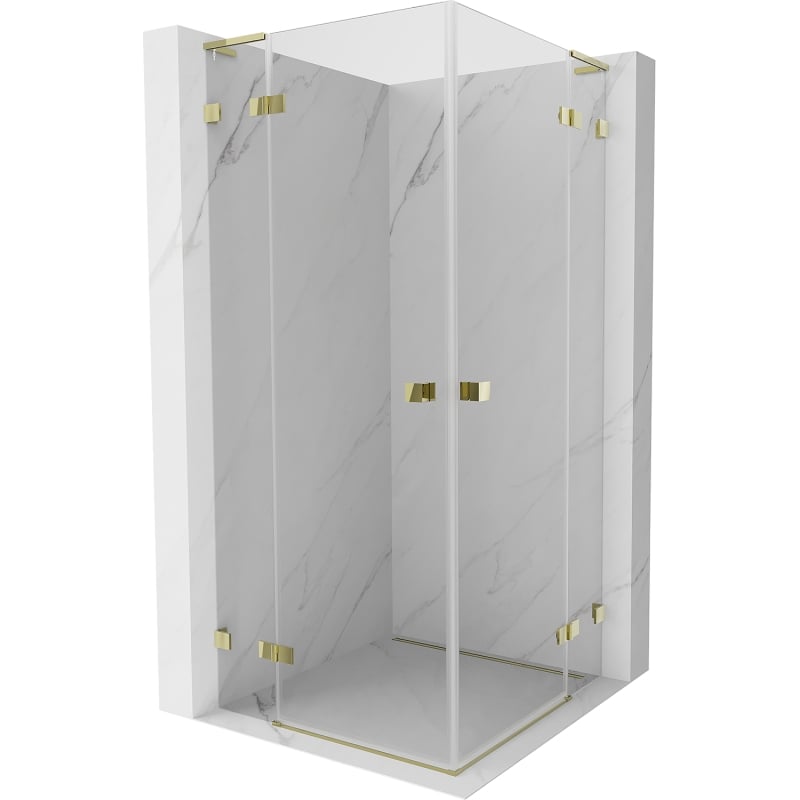 Mexen Lunar L Duo kabina prysznicowa uchylna 70 x 70 cm, transparent, złota - 834L-070L-070P-50-00