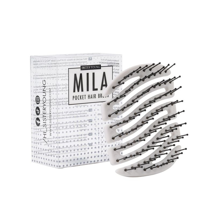 Sister Young MILA NV Mini szczotka do włosów z włosiem nylonowym White