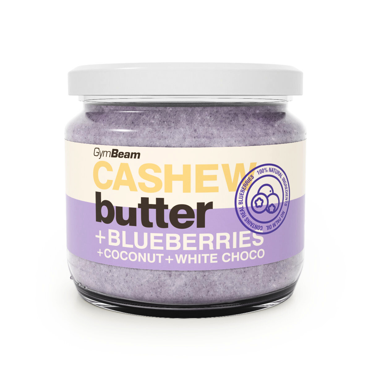 GymBeam Cashew Butter with coconut, white choco and blueberries 340 g