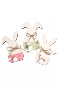 Drewniane zajączki pastelowe mix 10cm 3szt