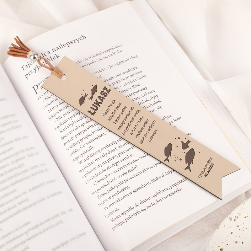 Skórzana ZAKŁADKA Do Książki Personalizowana Dla Wędkarza
