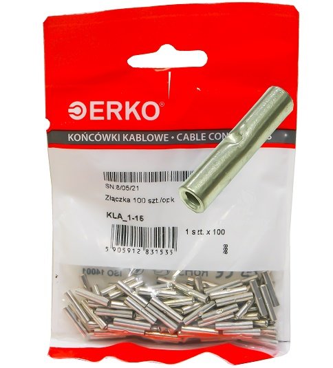 Erko Końcówka (tulejka) łącząca Cu KLA 1-15 /100szt./ KLA_1-15/1
