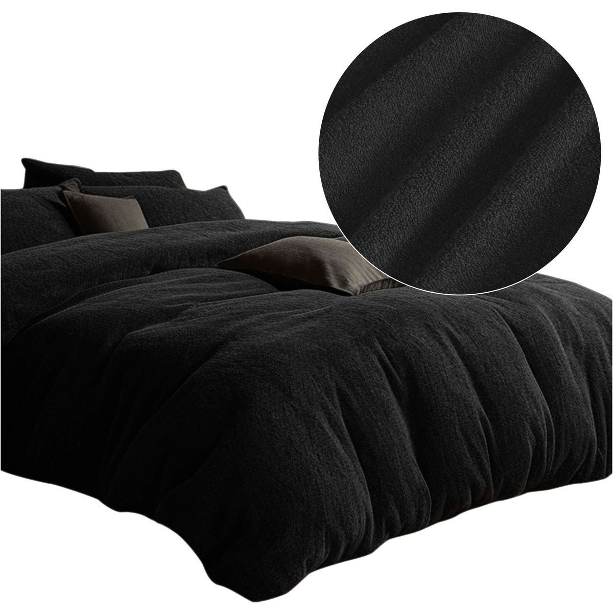 Komplet pościeli bawełnianej GRUBA FROTA 200x220 MIĘKKA FROTTE kolor czarny