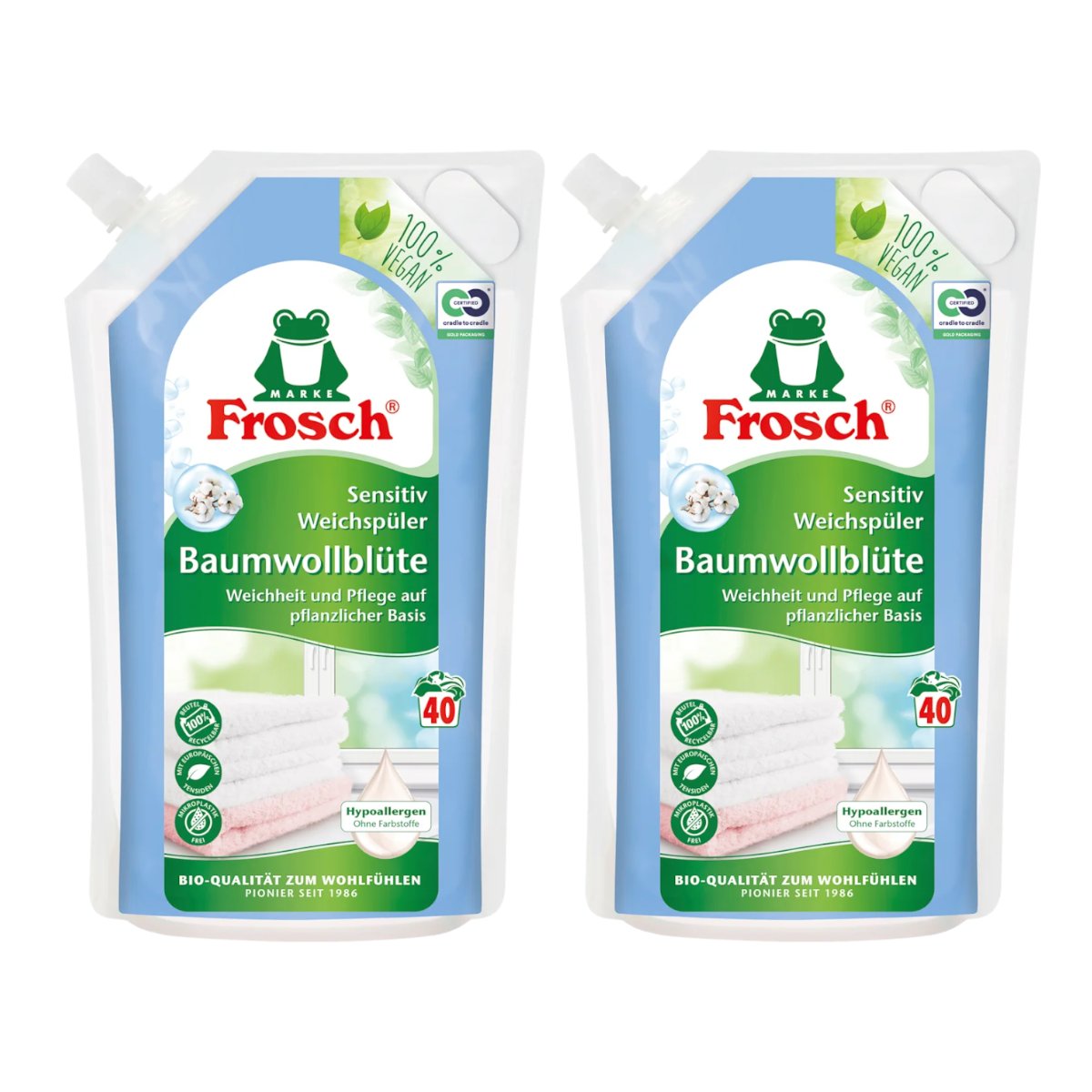 2x Płyn do płukania FROSCH Cotton Blossom Sensitive Fabric Softener 1L