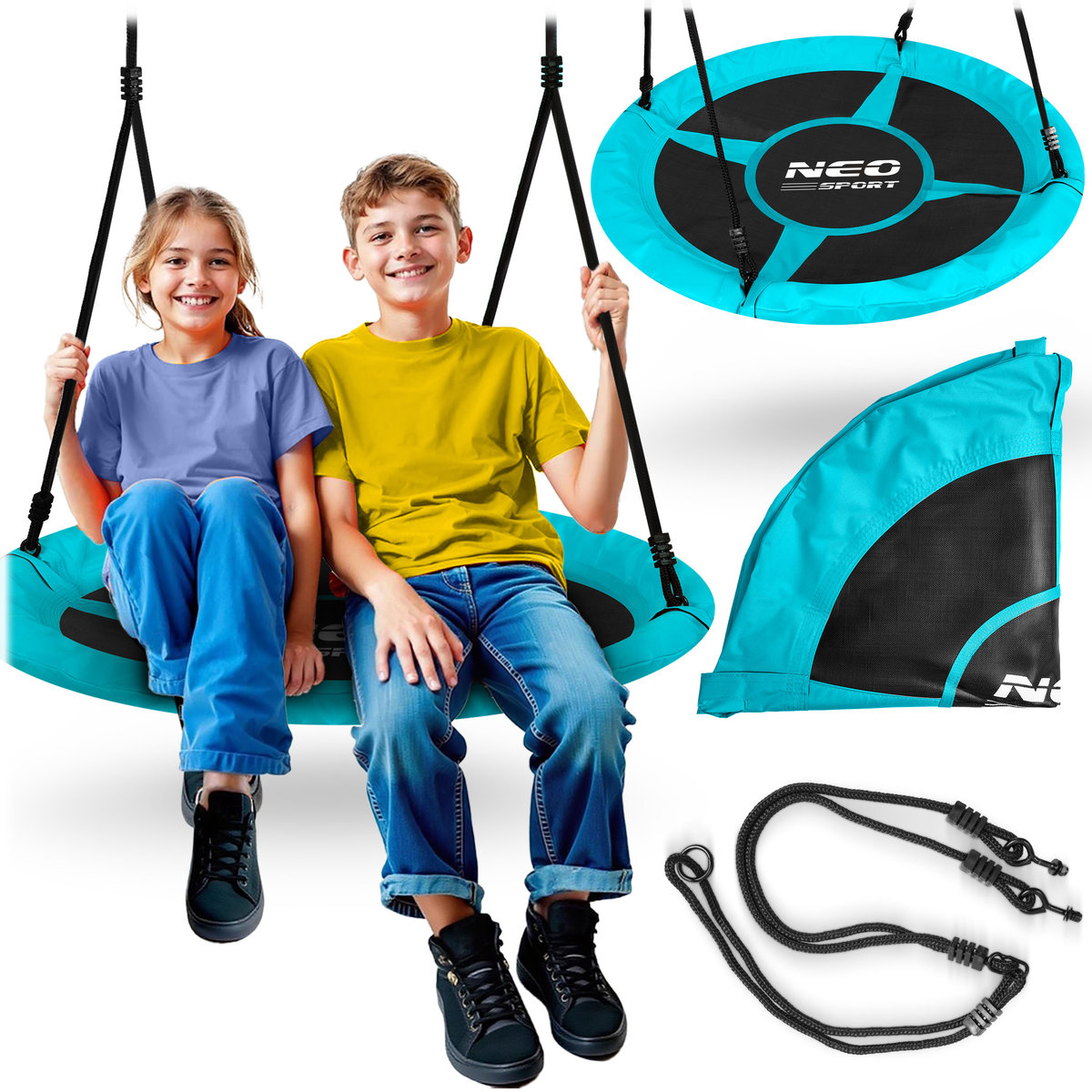 Huśtawka ogrodowa bocianie gniazdo 105 cm Neo-Sport Swingo turkusowa