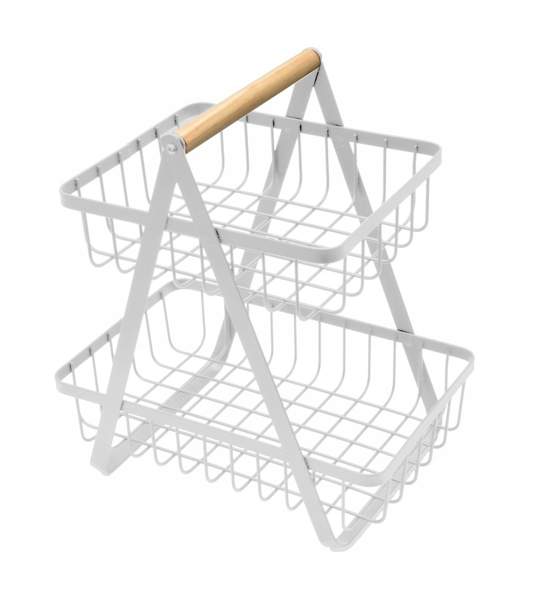KOSZYK KOSZ NA OWOCE WARZYWA PRZYPRAWY METALOWY BIAŁY 2 POZIOMY 3999