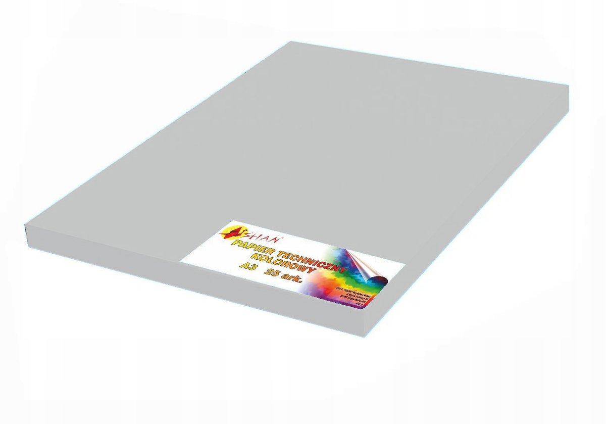 Papier kolorowy techniczny 160-220g A3 szary 25 arkuszy