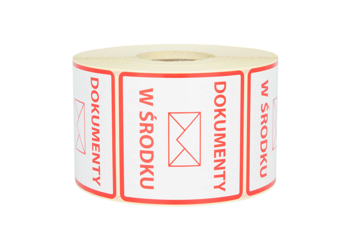 Etykiety naklejki ostrzegawcze, Dokumenty w środku 70x70mm 1000 SZT