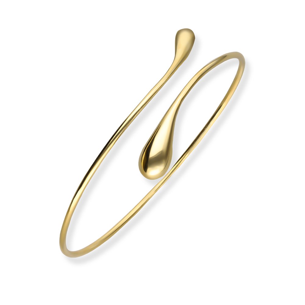 Bransoletka sztywna srebrna pozłacana krople-delikatnie regulowana