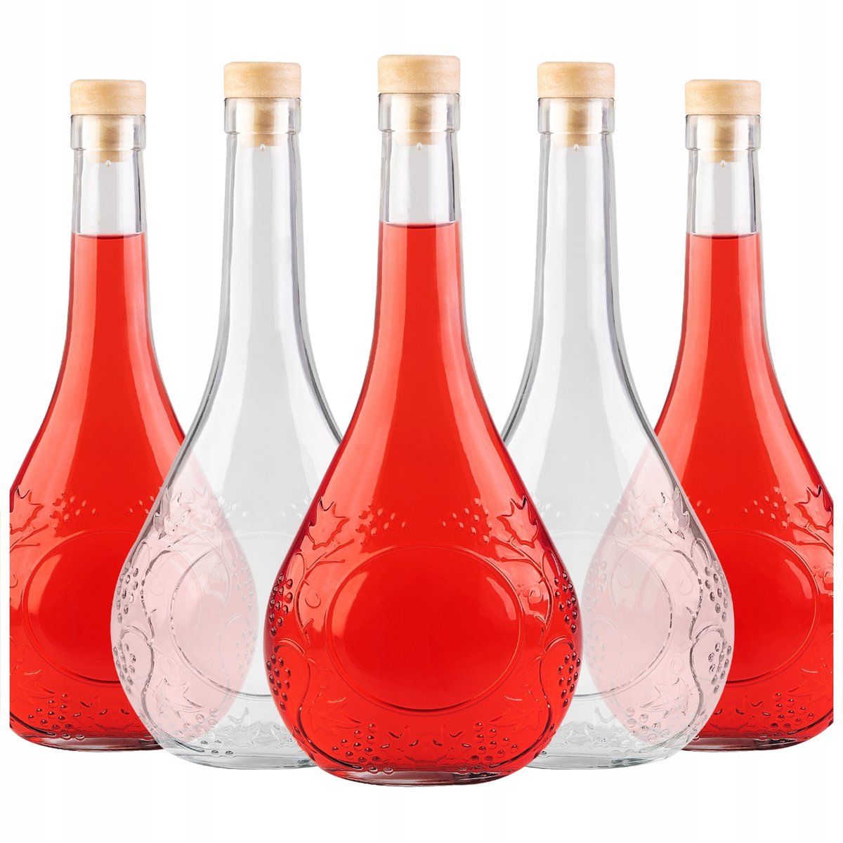 5x BUTELKI NA WINO NALEWKI SOKI PREZENT 500ML 0,5L WINOGRONO + KORKI
