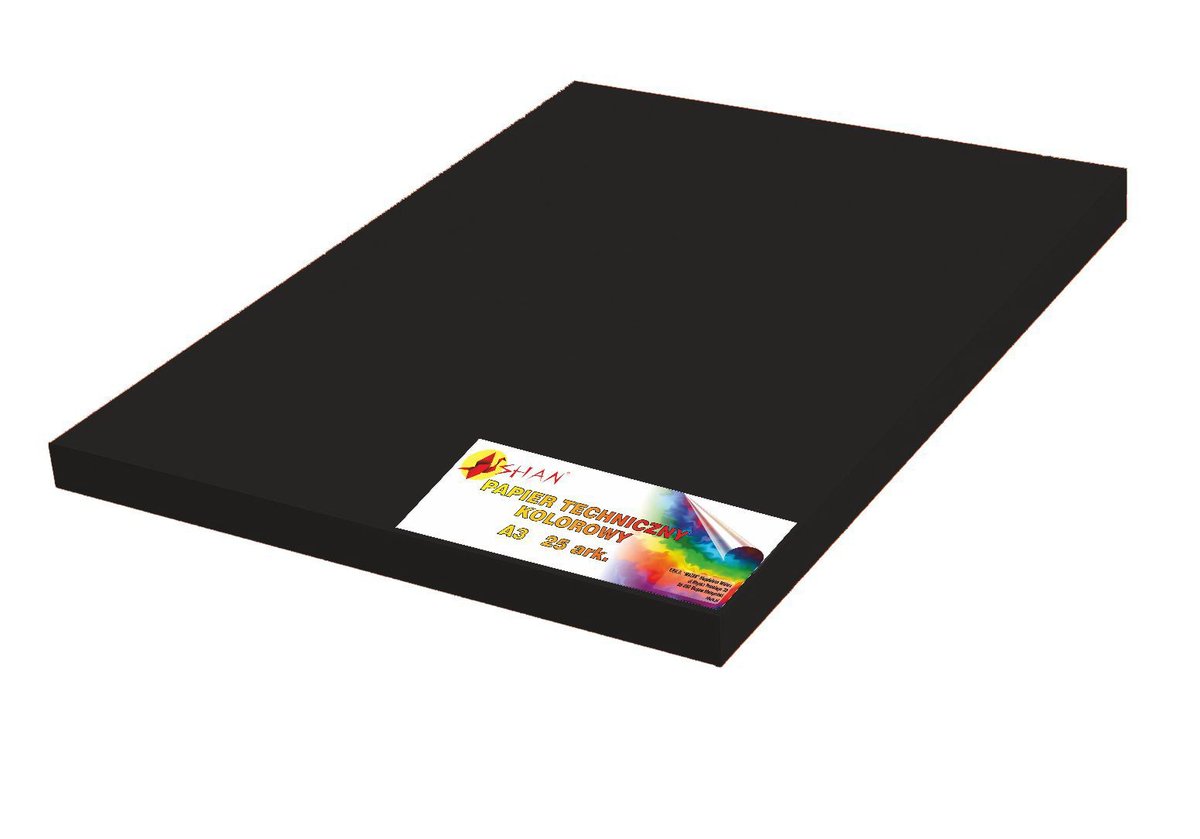 Papier kolorowy techniczny 160-220g A3 czarny 25 arkuszy
